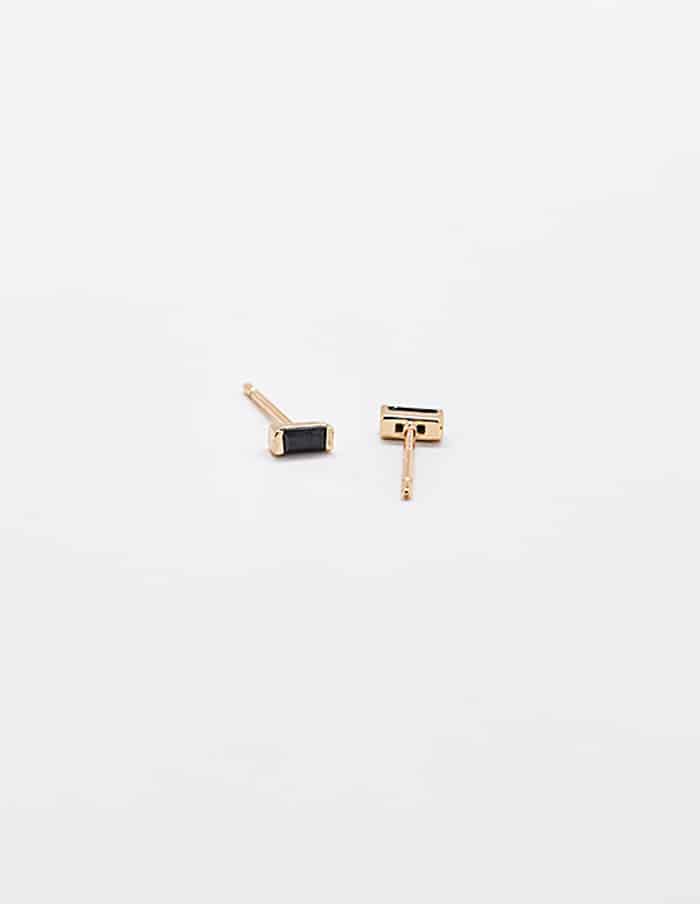 Mini Black Baguette Gold Stud