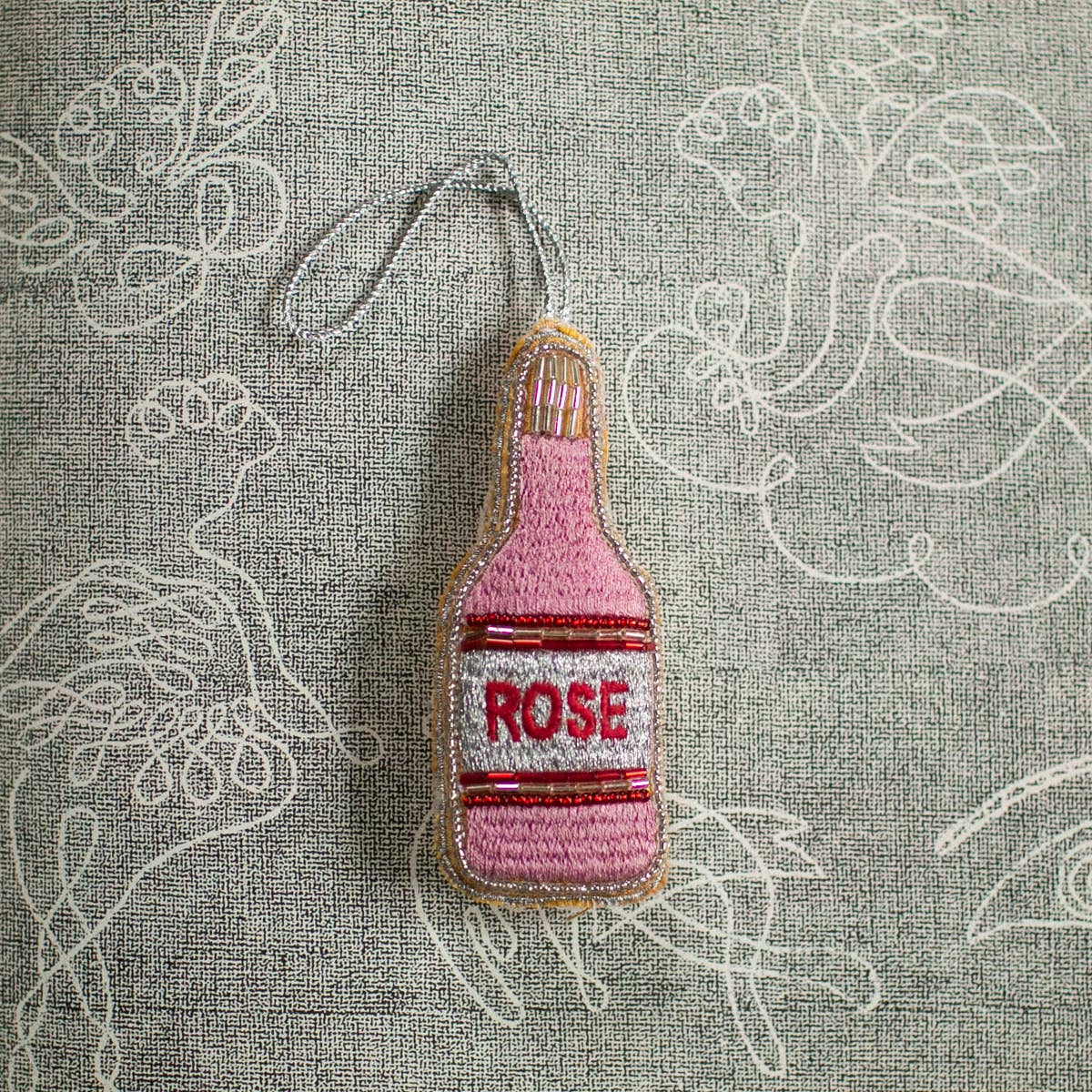 Rose Bottle, Cotton, Embellished Ornament