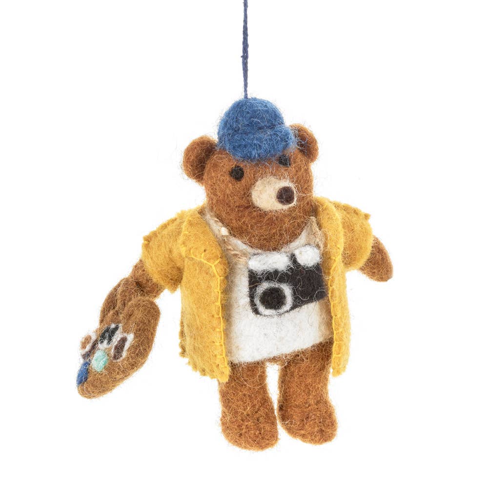 Handmade Felt: “Teddy” the Tourist Bear Ornament