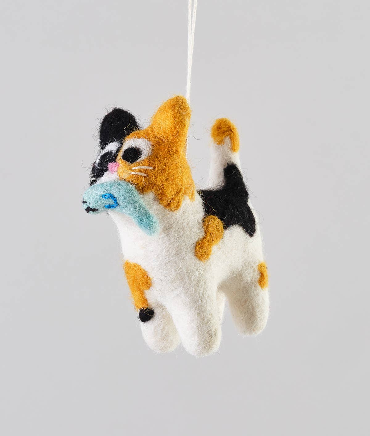 Handmade Felt: “Dwight” Calico Cat Hanging Ornament