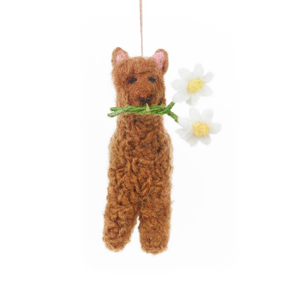 Handmade Felt: “Alison” the Alpaca Ornament