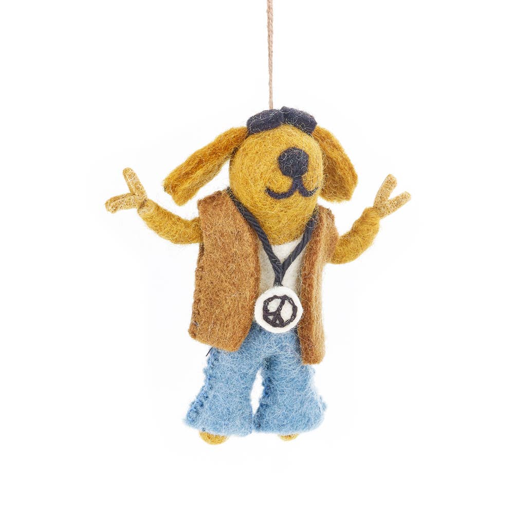 Handmade Felt: Dude Dog Ornament