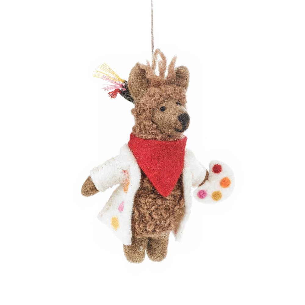 Handmade Felt: “Artist” Alpaca Ornament