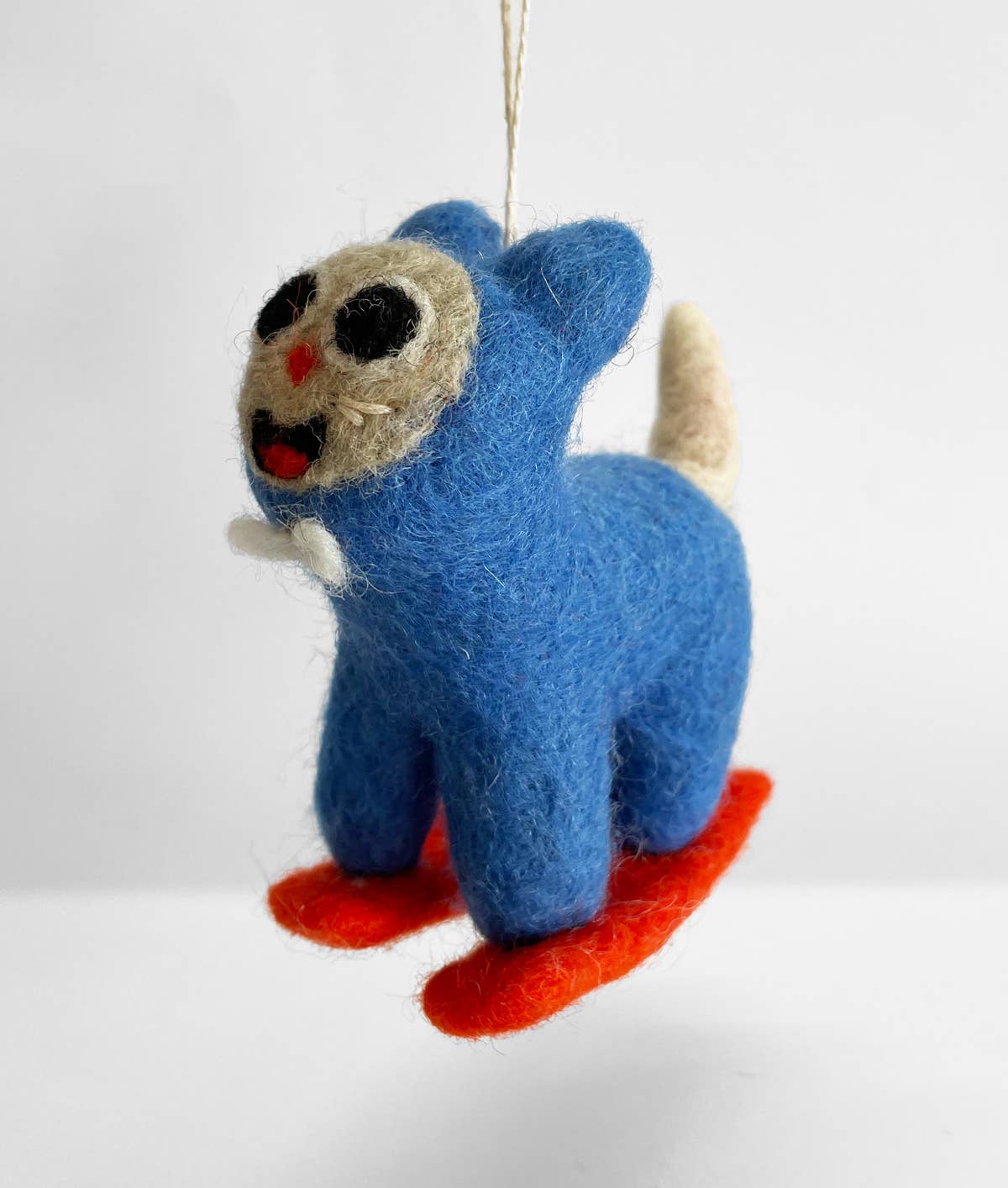 Handmade Felt: “Eddie” Blue Cat Ornament