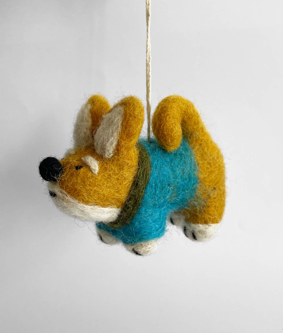 Handmade Felt: “Shishi” Hanging Dog Sweater Felt Ornament