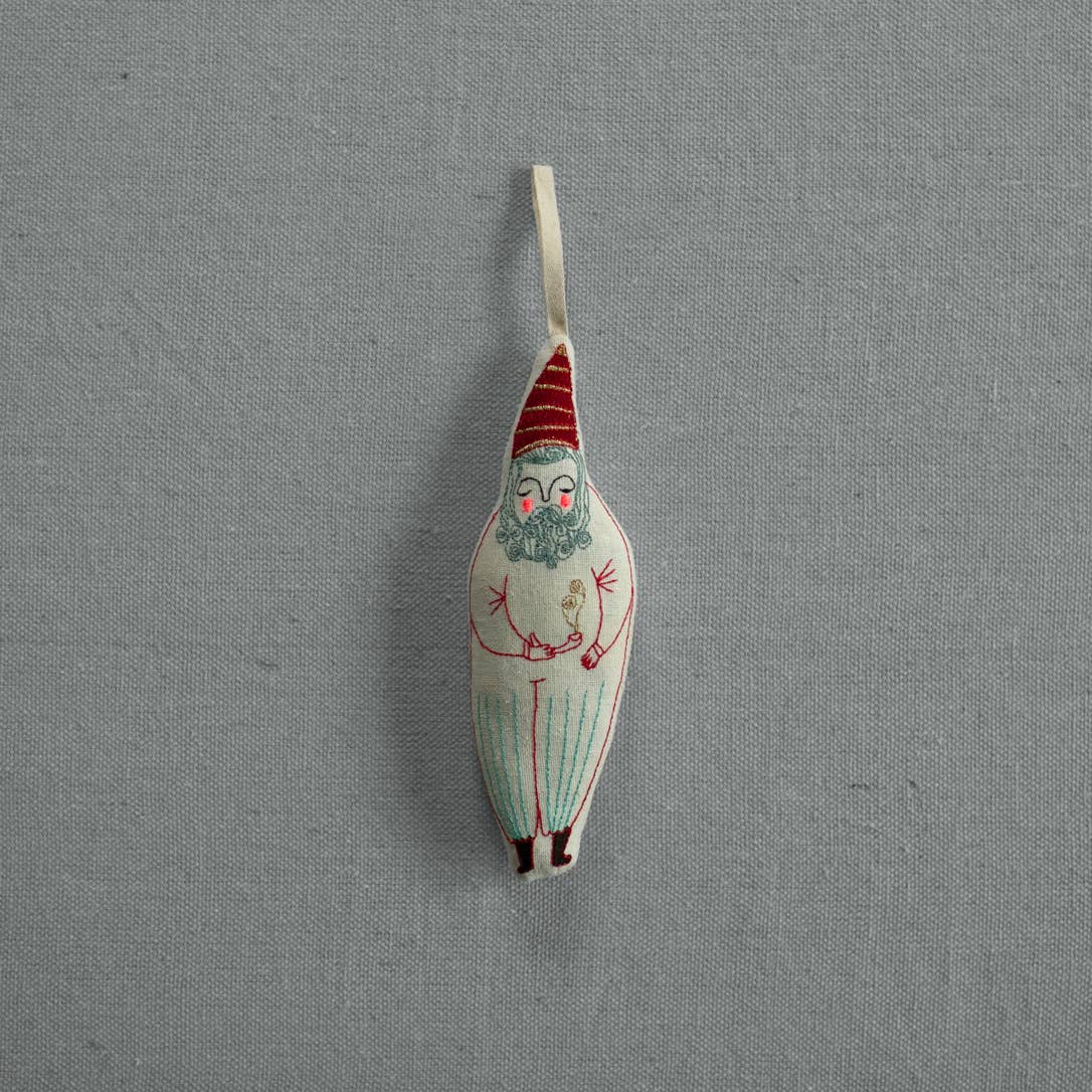 Garden Gnome, Cotton &amp; lavender filled embroidered Ornament