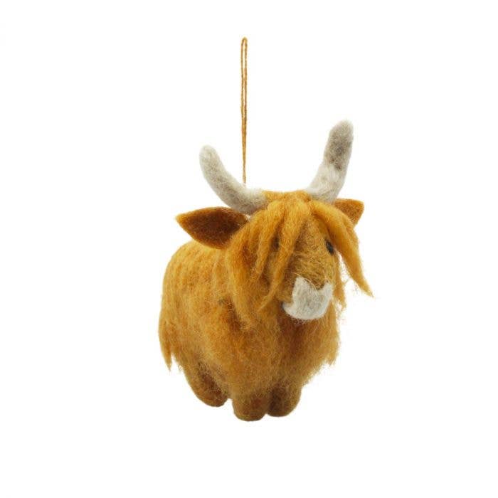 Handmade Felt: Highland Cow Ornament