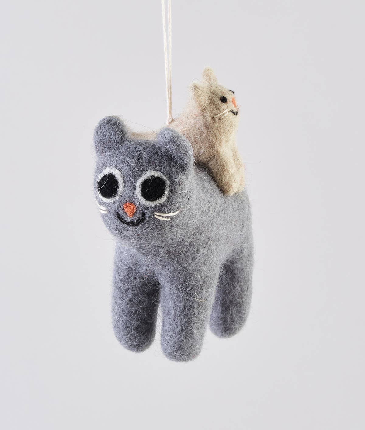 Handmade Felt: “Pabs” Grey Cat Ornament